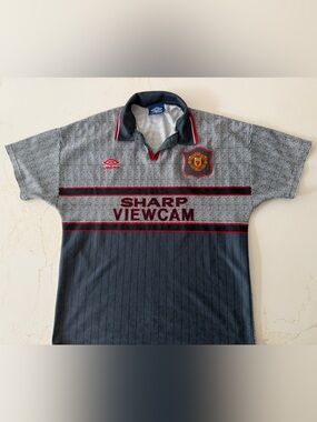 Umbro Black and Grey Manchester United 1995/1996 football jersey